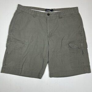Chaps Men 100% Cotton Cargo Shorts Tan Gray Flat Front Causal Waist Size 38